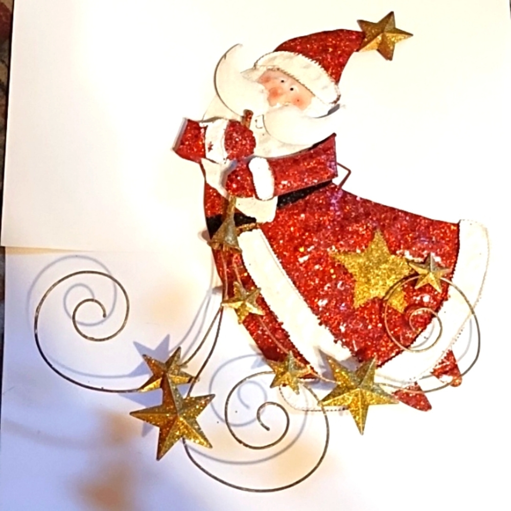 Metal Glittery Santa